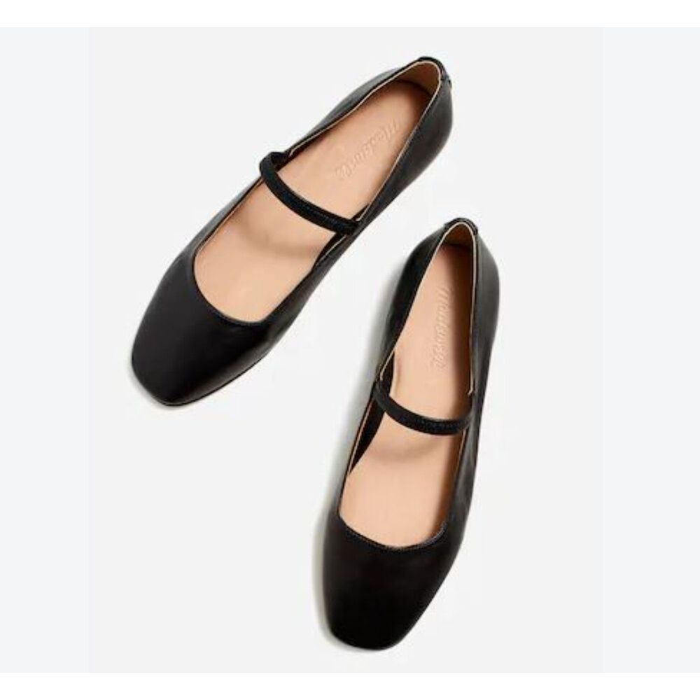 Madewell Greta Mary Jane Flat Black Leather Round Toe Size 9